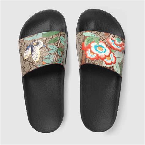 gucci pursuit canvas slide sandals|gucci slide sandals women's.